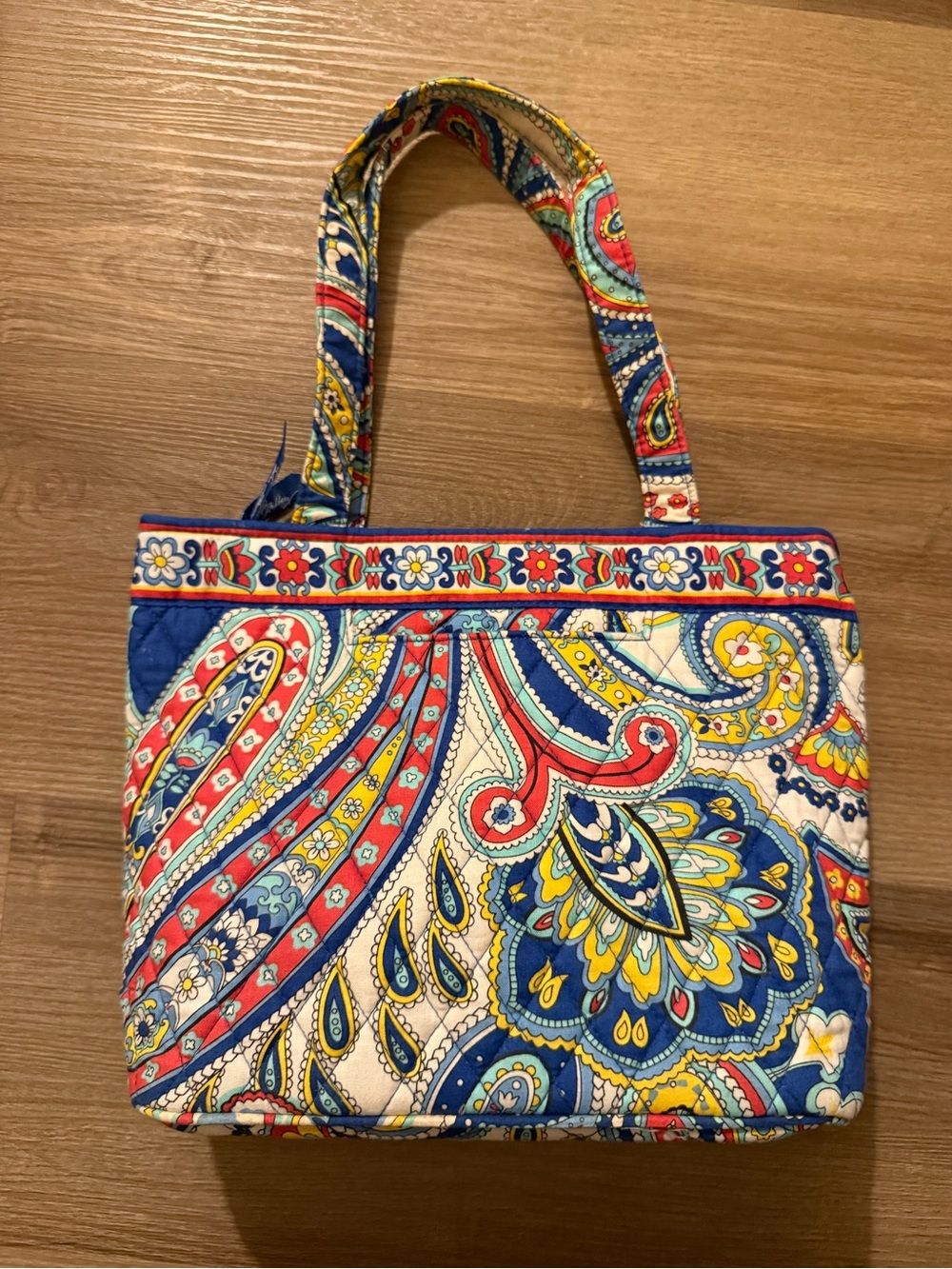 Vera Bradley Quilted Paisley Tote in Blue, Red & Yellow